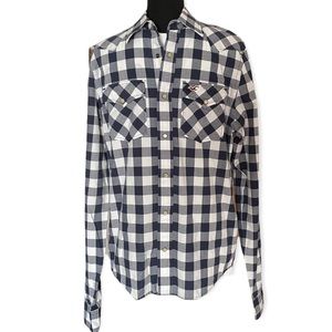 Hollister Buffalo Plaid Long Sleeve Snap Front Shirt